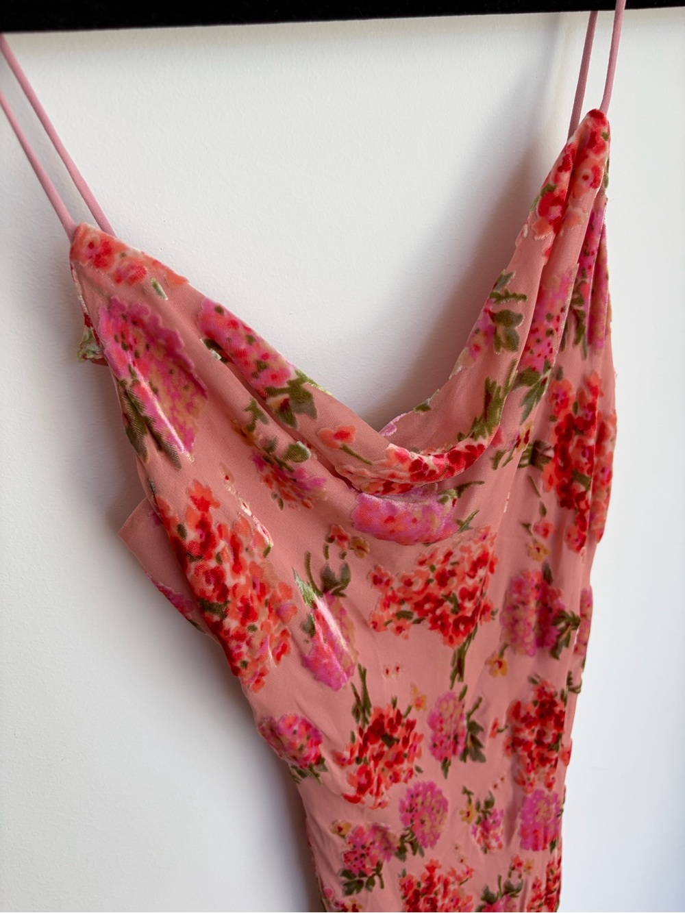 Rare Vintage Betsey Johnson Pink Floral Burnout Velvet Bias Slip Midi Dress - Picture 7 of 7